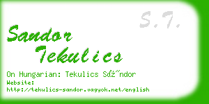 sandor tekulics business card